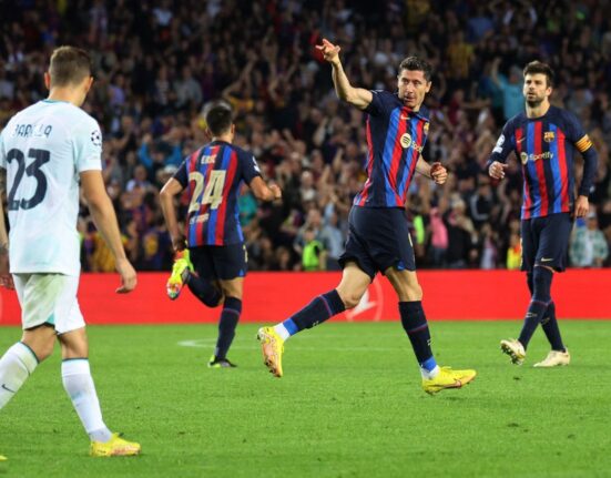 Champions League: Robert Lewandowski’s late show rescues Barcelona but early exit looms